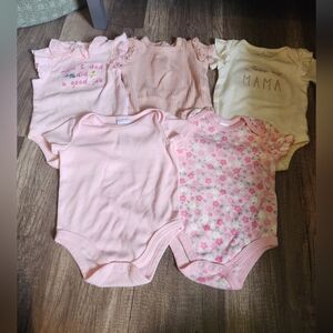 Pink and Cream Baby Onesie 6 Piece Set